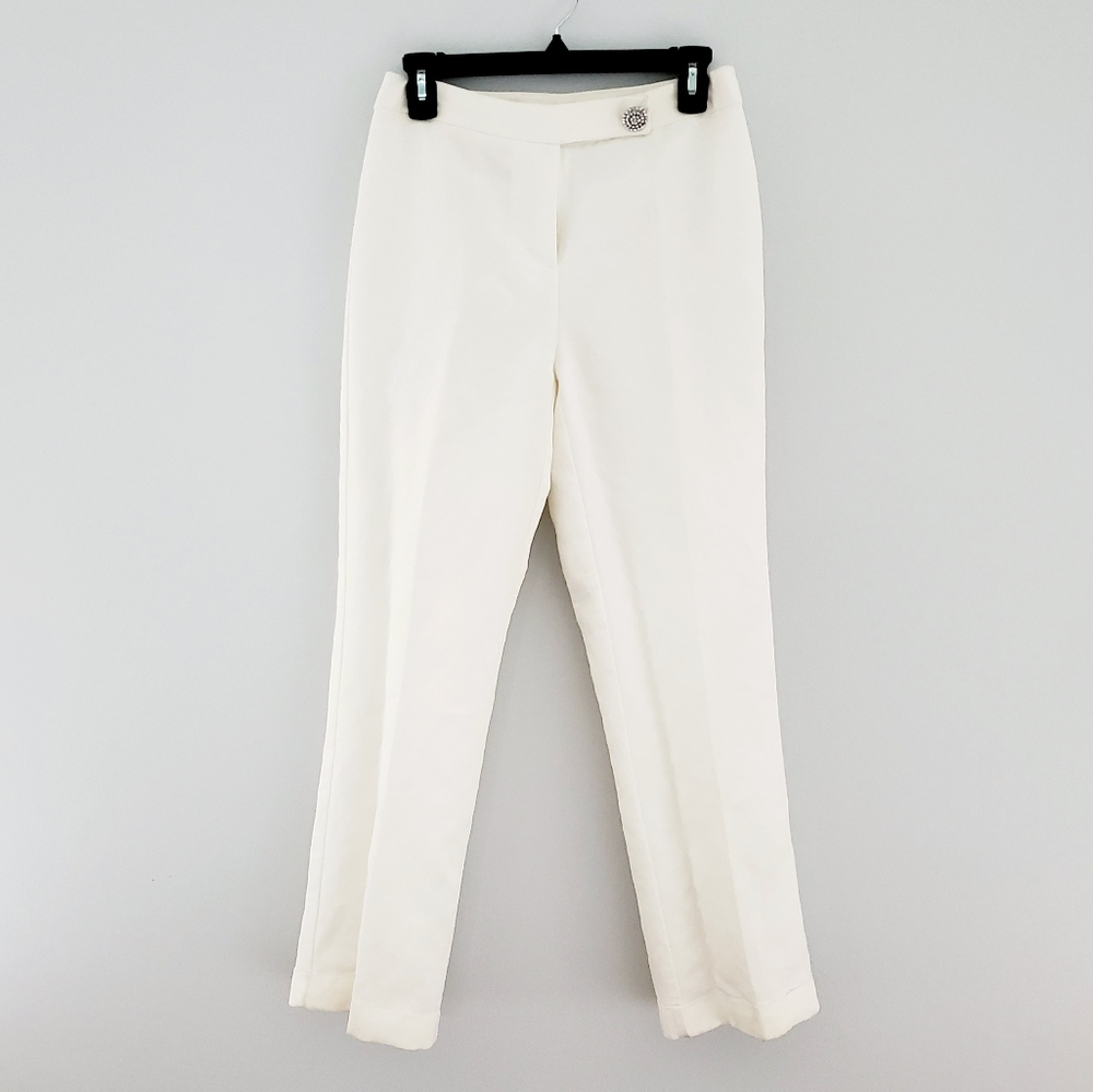 Emma James petite cream linen pants broach 4